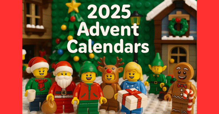 Cute Christmas scene of various holiday LEGO mini figures