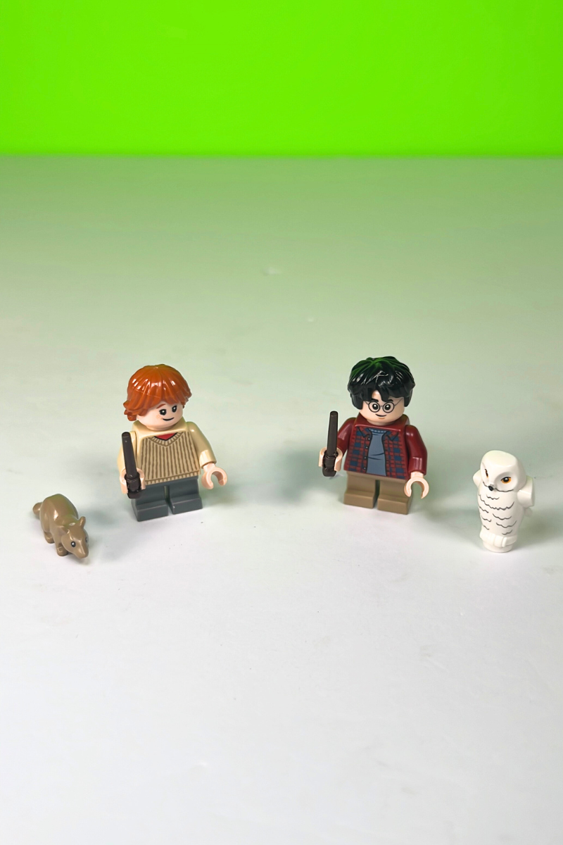 Scabbers (rat), Ron Weasley, Harry Potter, and Hedwig (owl)