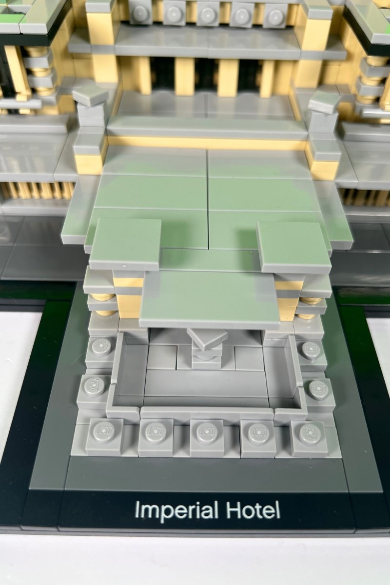 Front of the LEGO build showing "Imperial Hotel" 
