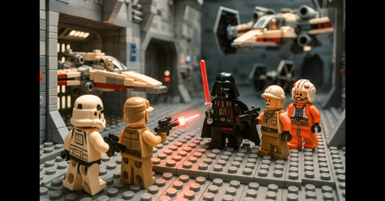 A scene from Star Wars made entirely out of LEGO pieces