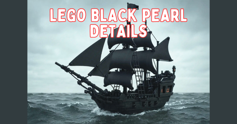 Black LEGO pirate ship sailing dark seas