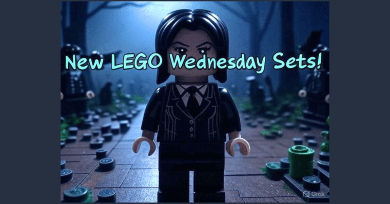 LEGO Wednesday minifigure and scene