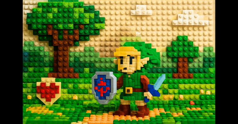 Legend of Zelda scene made entirely out of LEGO